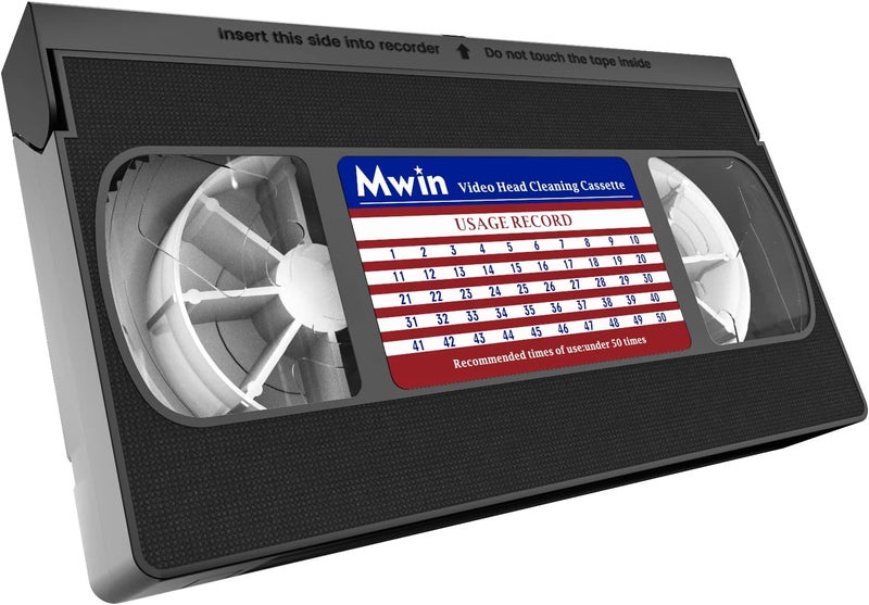 Mwin VHS Head Cleaner for VHS/VCR Players, Dry Technology- No Fluid Reusable Video Head Cleaner Tape - Image 1